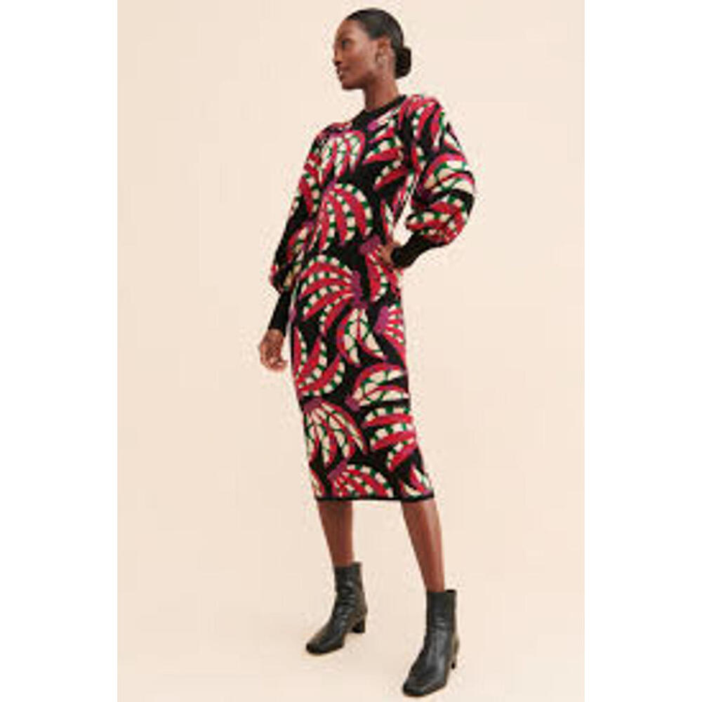 Farm Rio Banana Dots Knit Sweater Dress Sz S